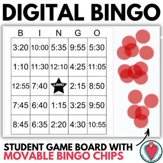 Telling Time Spanish Bingo Game Activity w Digital Clocks Google Slides La Hora