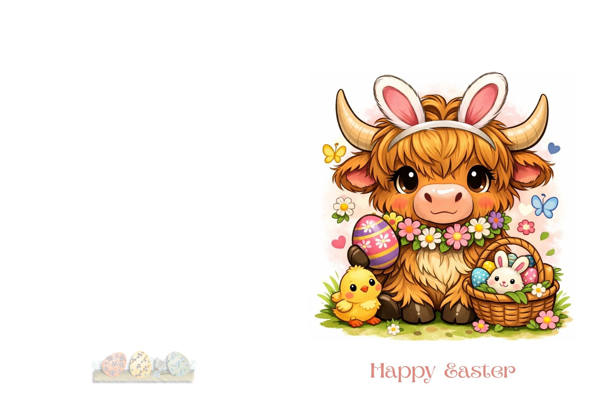 Happy Easter Card - Bella Moo | 5 x 7 Printable Easter Card - Payhip