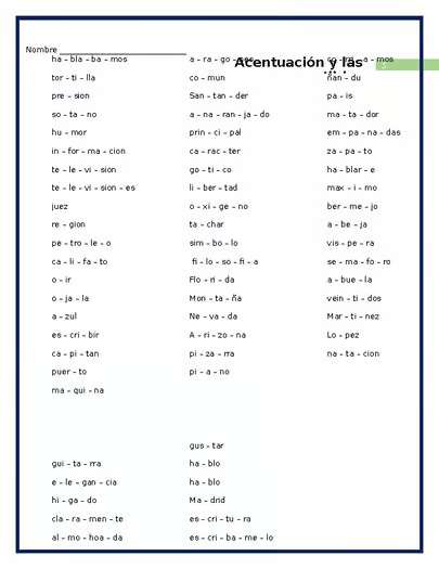 Spanish Accent Marks and Stress