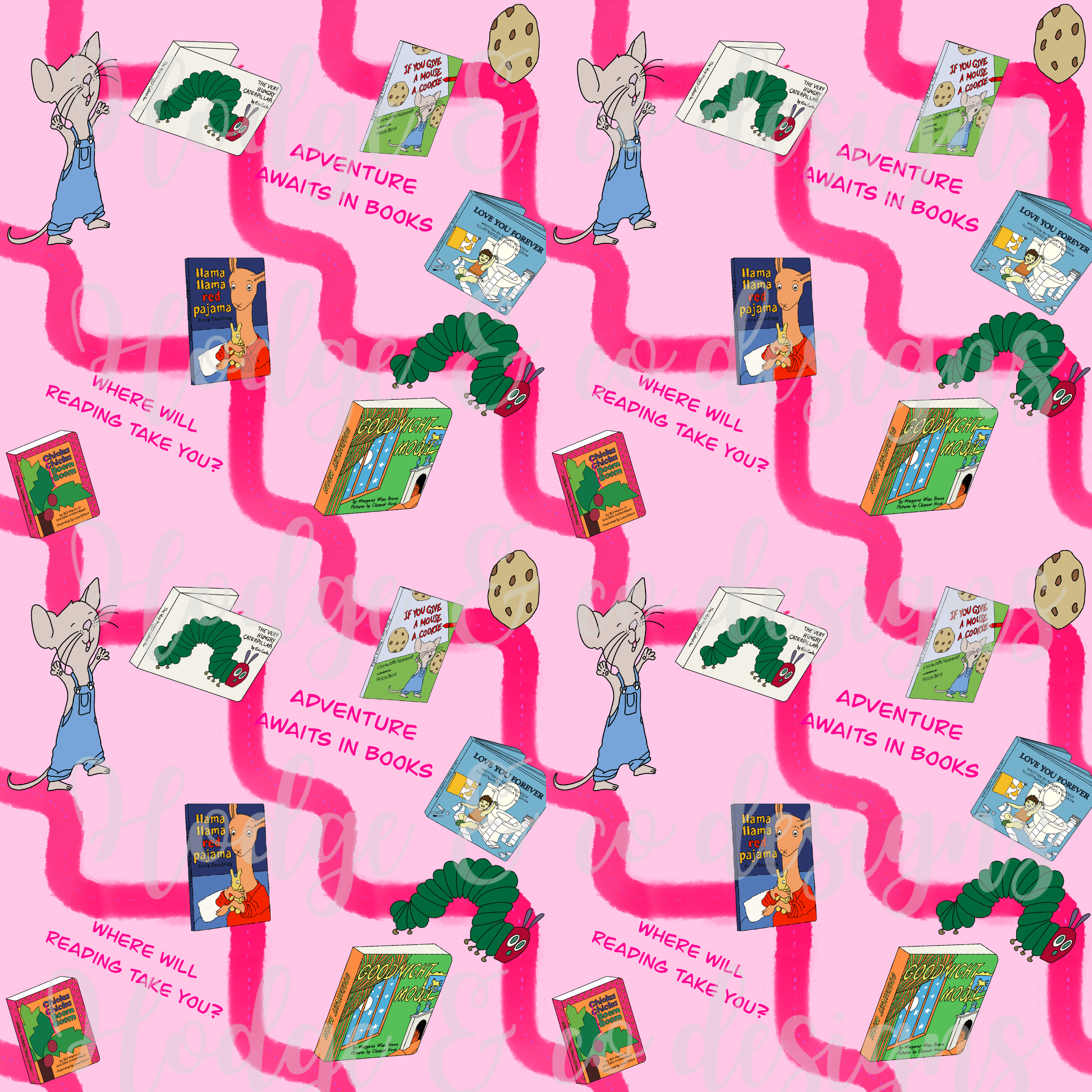 Pink road map of books seamless - Payhip