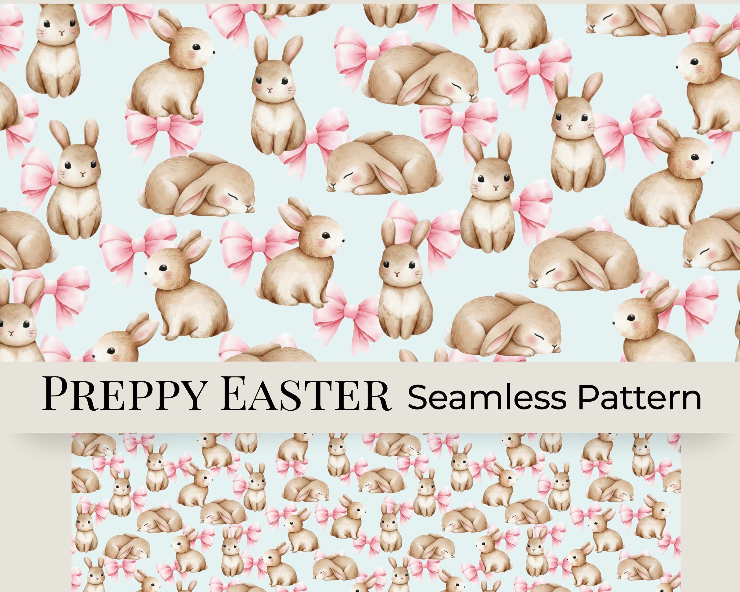 Seamless Easter Pattern PNG | Pink Bow Easter Bunny Digital Paper ...