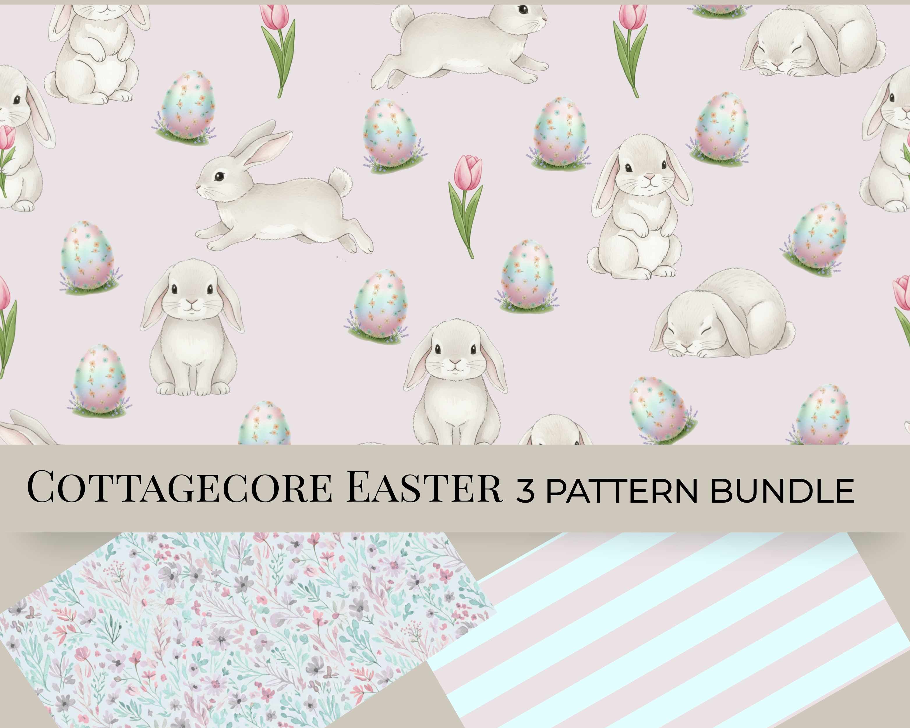Easter Bunny Seamless Pattern PNG | Woodland Spring Digital Papers ...