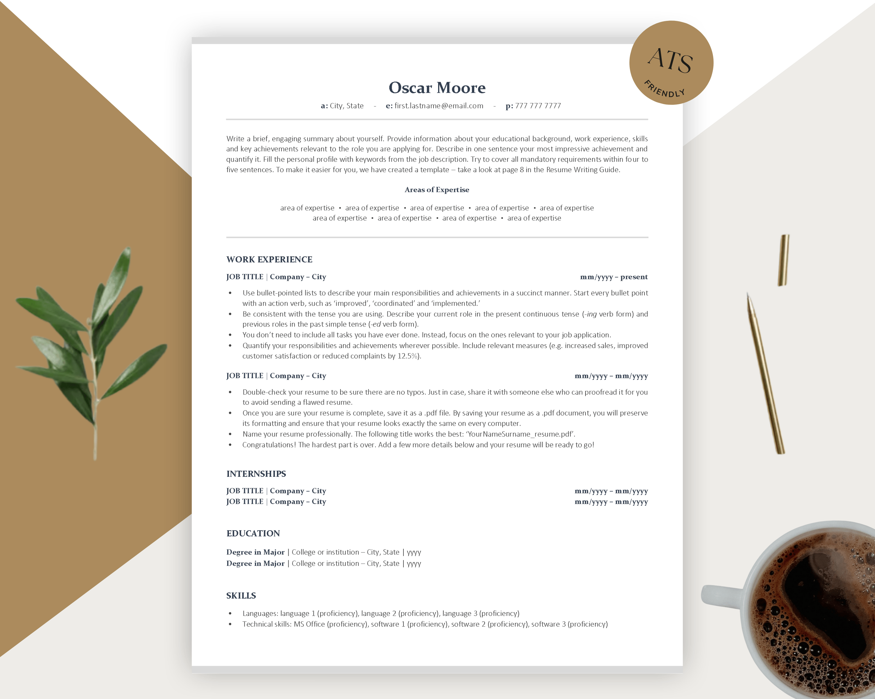 Professional ATS-Friendly Resume Template | Oscar Moore