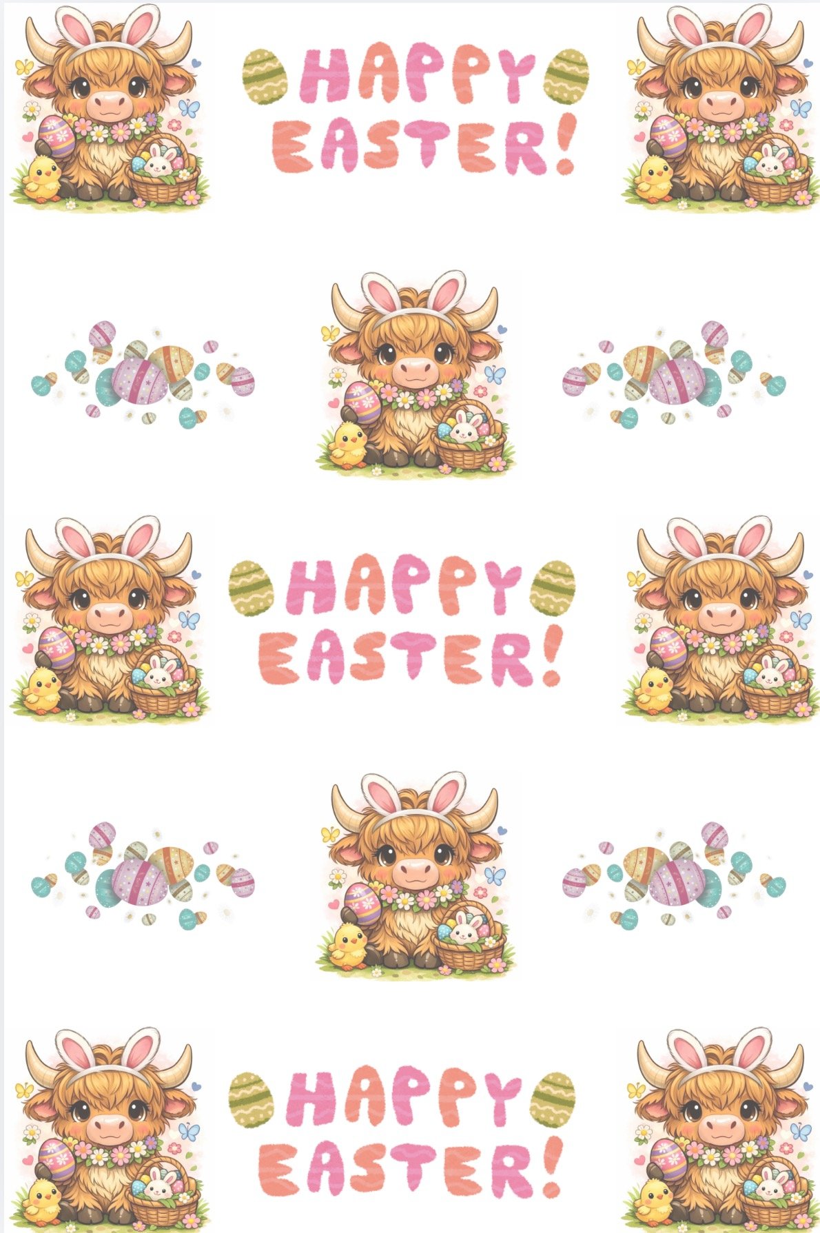 Easter Cow Wrapping Paper Printable