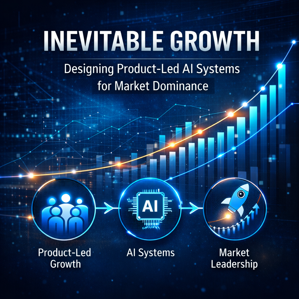 Premium SaaS growth guide explaining how to combine Product-Led Growth and AI to reduce churn, increase retention, and build a self-reinforcing revenue system for long-term market leadership.
