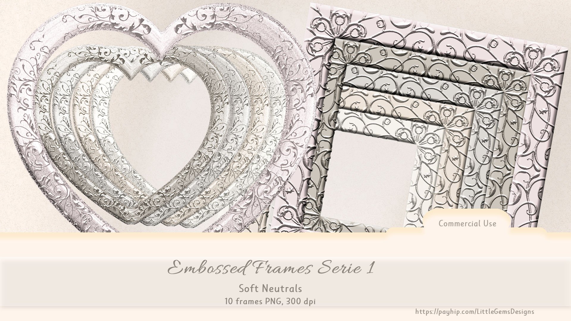 Embossed Frame Pattern Embossed Frames | CU | Series 01 | Soft Neutrals - Payhip