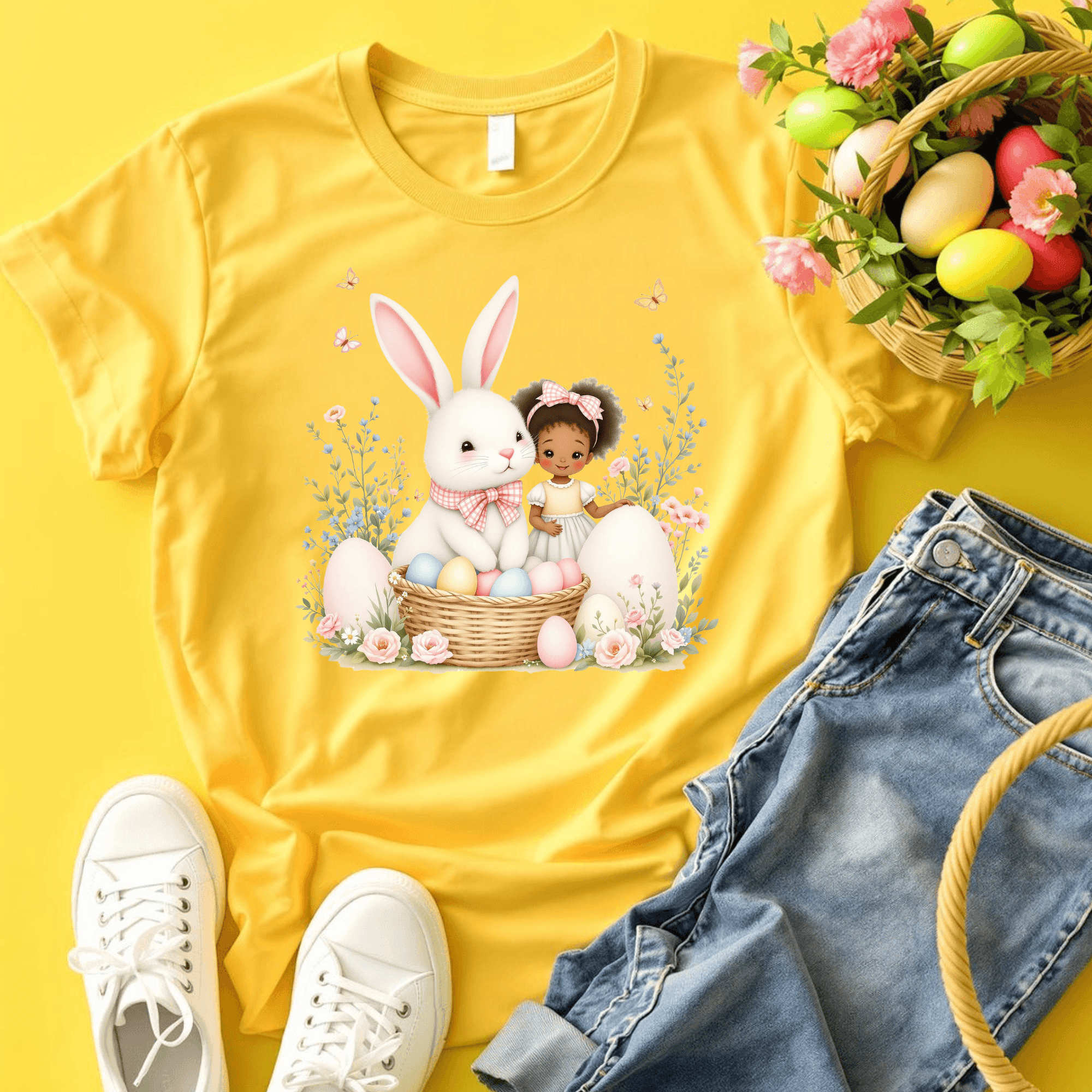 Vintage Floral Easter Bunny with Girl PNG – Spring Pastel Design - Payhip