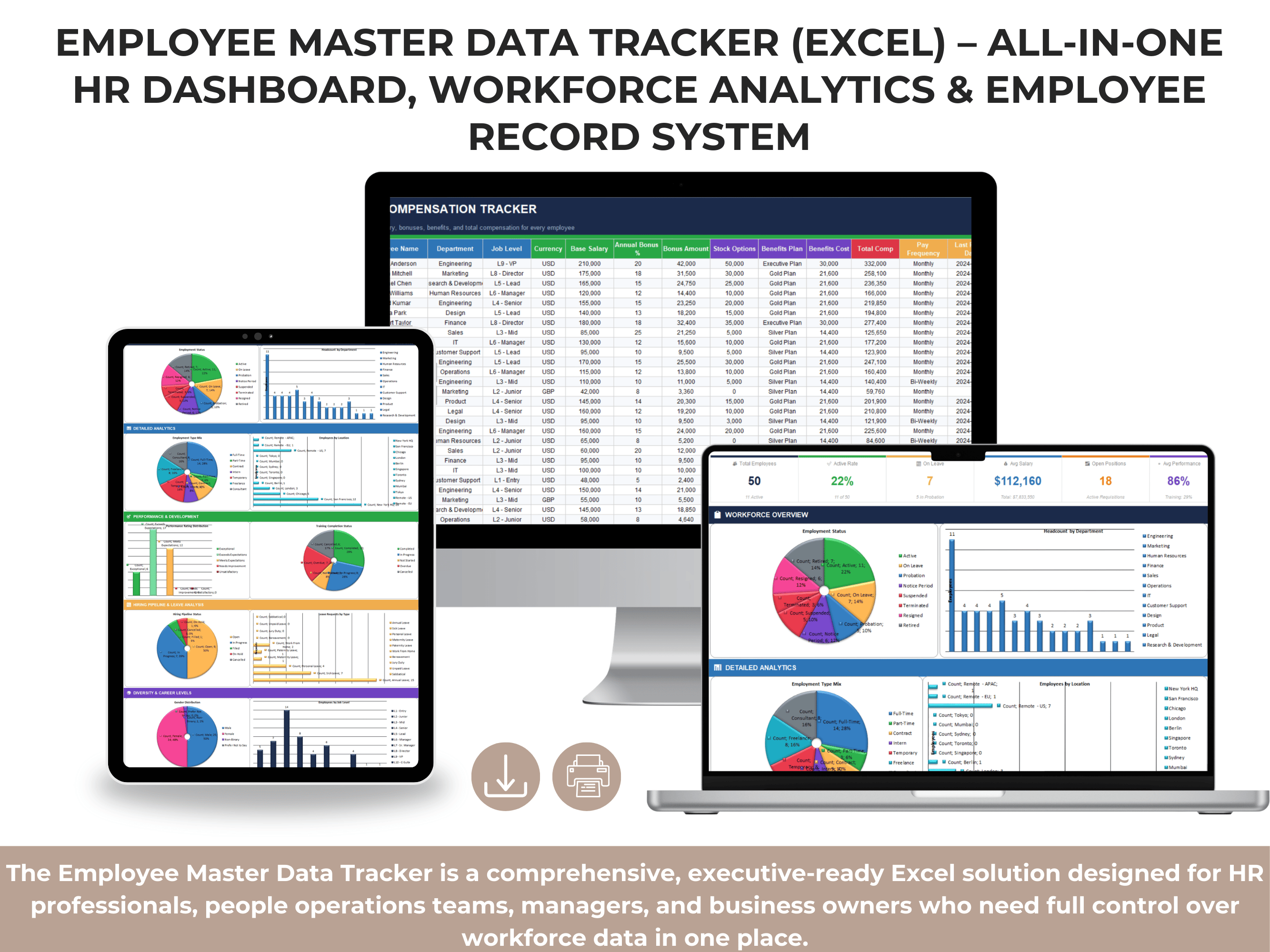 Employee Master Data Tracker (Excel) – All-in-One HR Dashboard ...