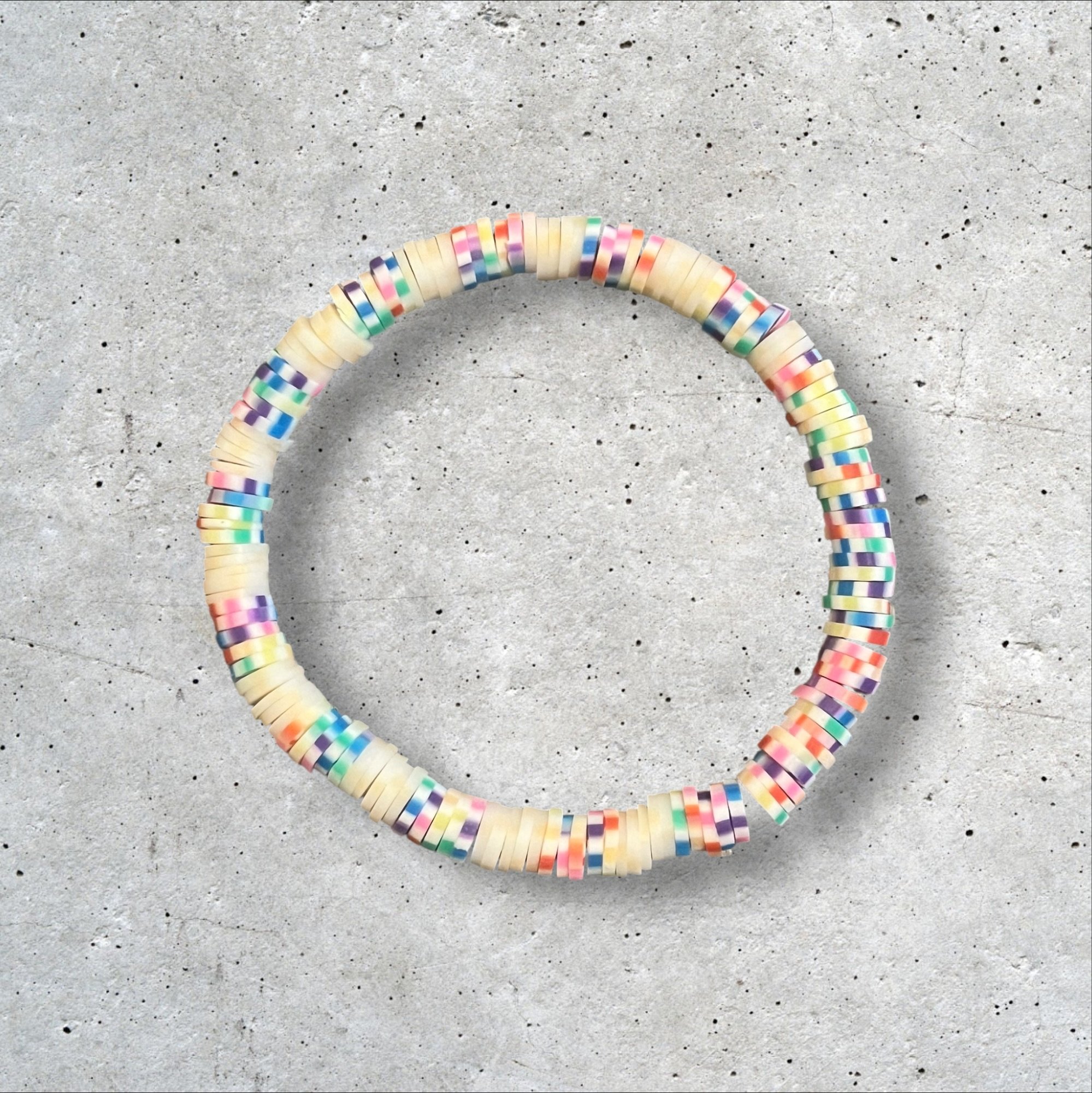 Handmade Pastel Rainbow Clay Bead Bracelet - Payhip