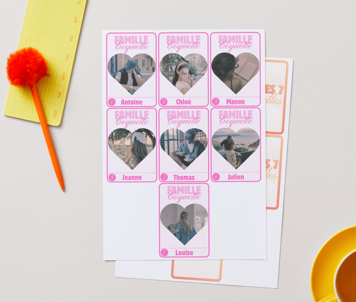 Recto des cartes du jeu des 7 familles
