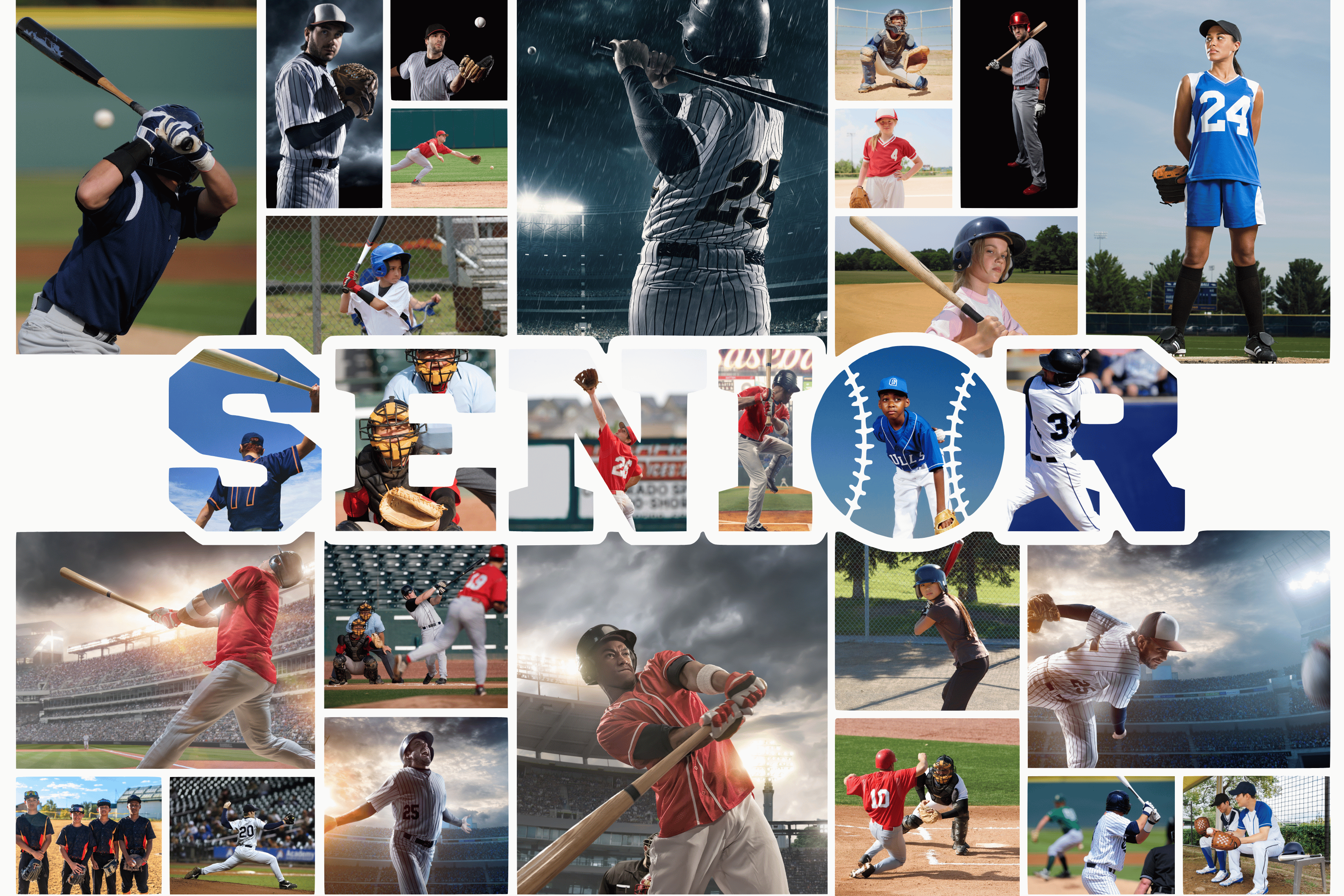 Baseball senior multi photo collage editable Template – Instant Digital ...