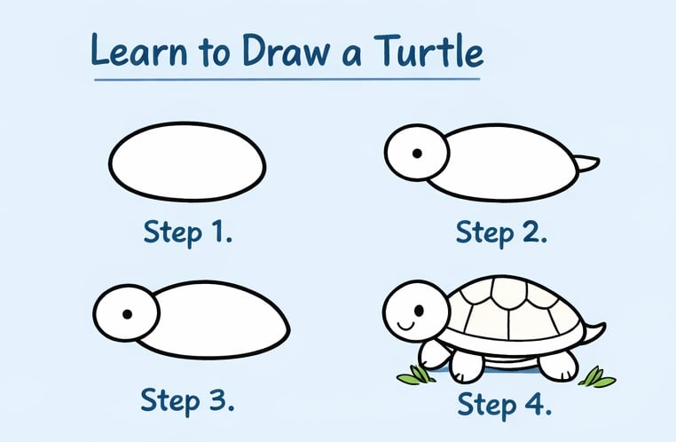 Learn to Draw Sea Animals Printable – Step by Step Drawing for Kids – Ocean Art Activity Pack