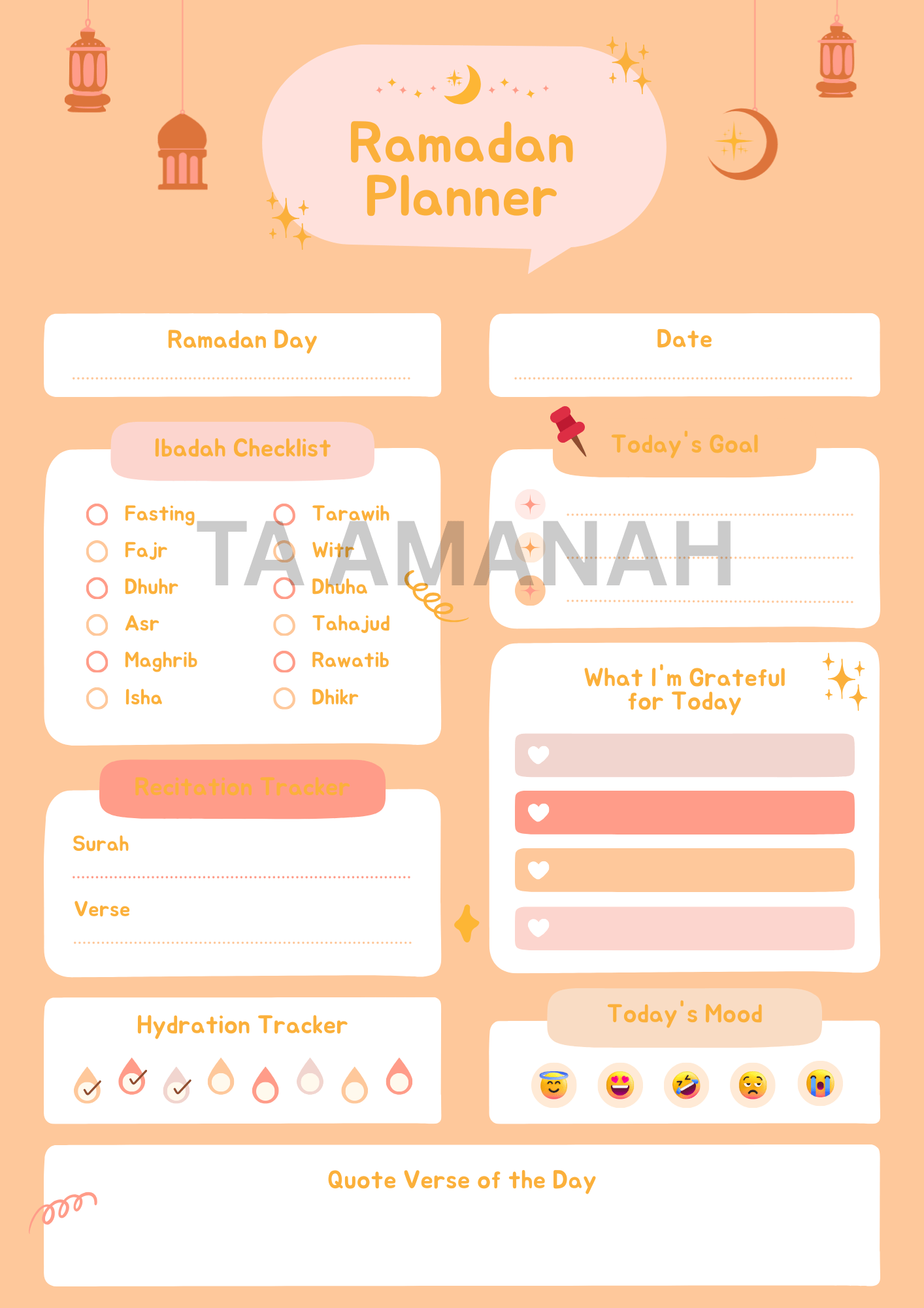Ramadan Planner 2026 | Daily Ibadah Tracker, Salah & Quran Journal ...