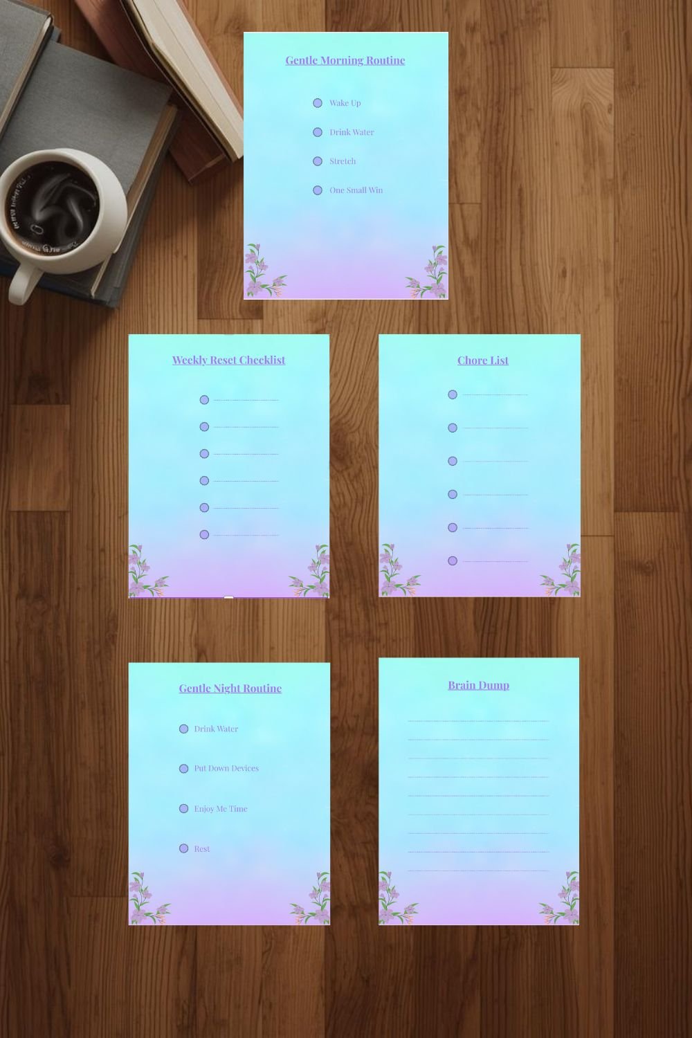 Gentle Reset Routine Bundle - Soft Aesthetic Printable Planner set (5 Pages)