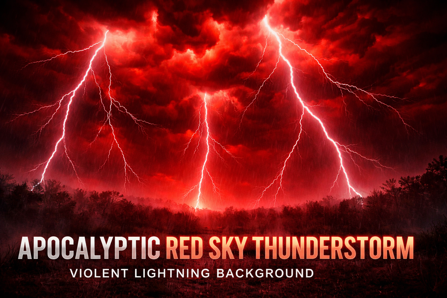 Apocalyptic Red Sky Thunderstorm - Violent Lightning Background 4K - Payhip