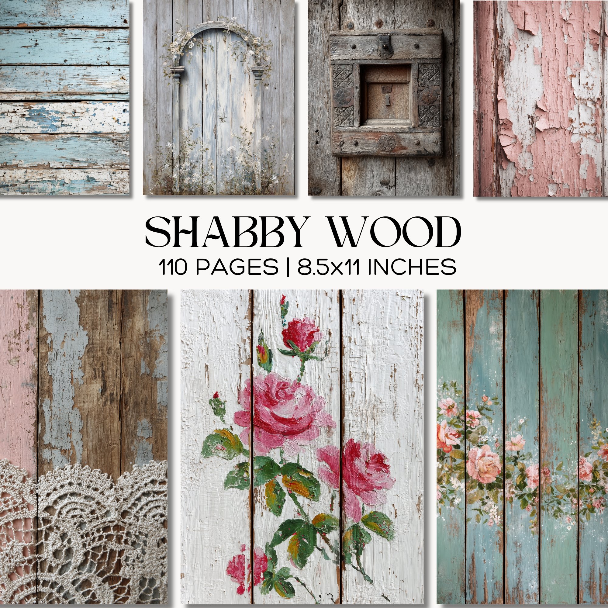 Shabby Chic Wood Digital Paper Set
