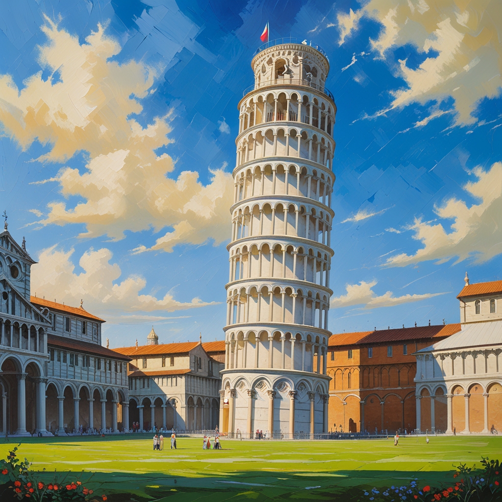 A classical oil painting of the leaning tower of Pisa - Payhip