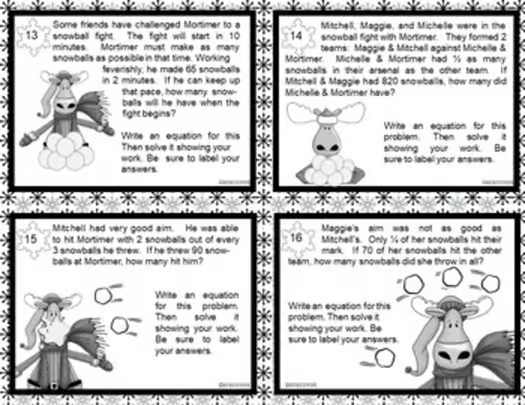 MATH WORD PROBLEM TASK CARDS: Story Problems, Math Journals