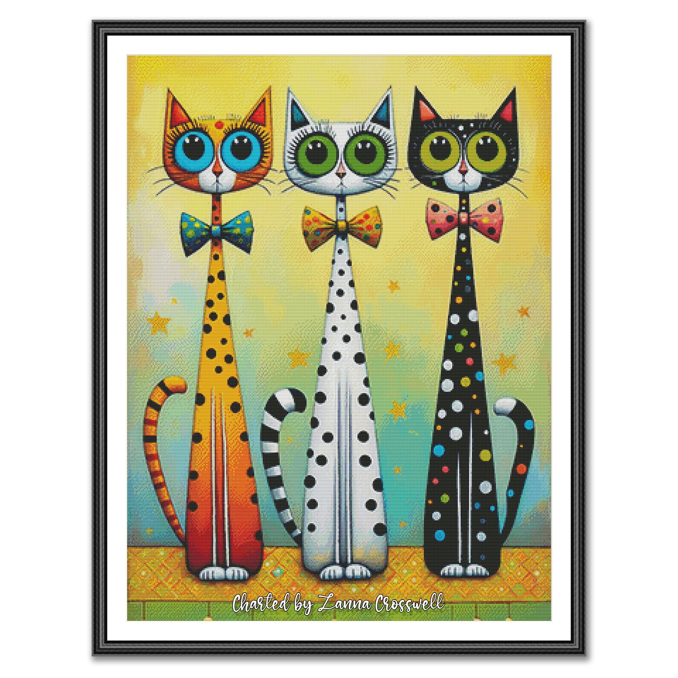 Three Cats Band - Modern Full Coverage Cross Stitch Pattern For ...