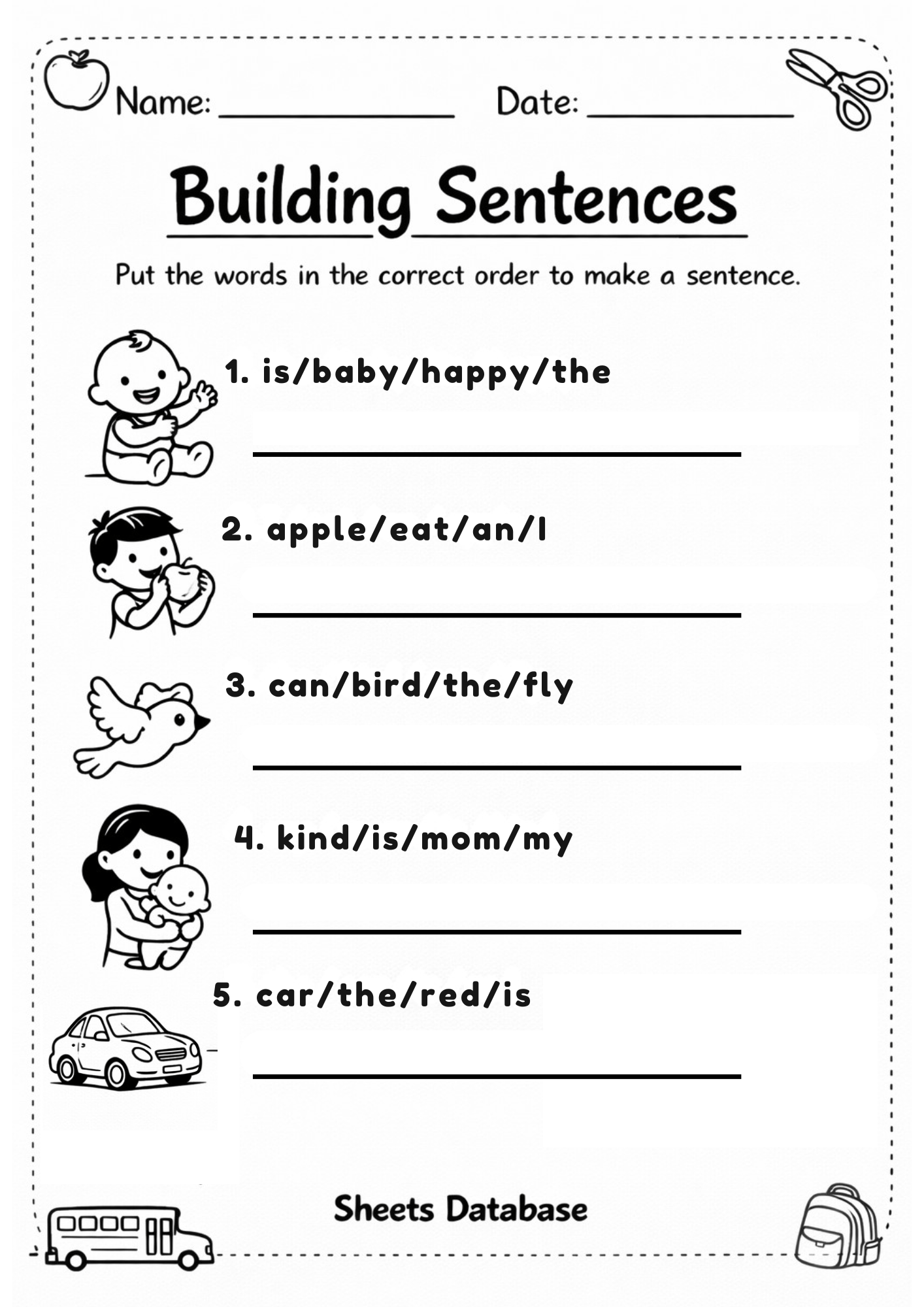 Building Sentences Worksheets - Payhip