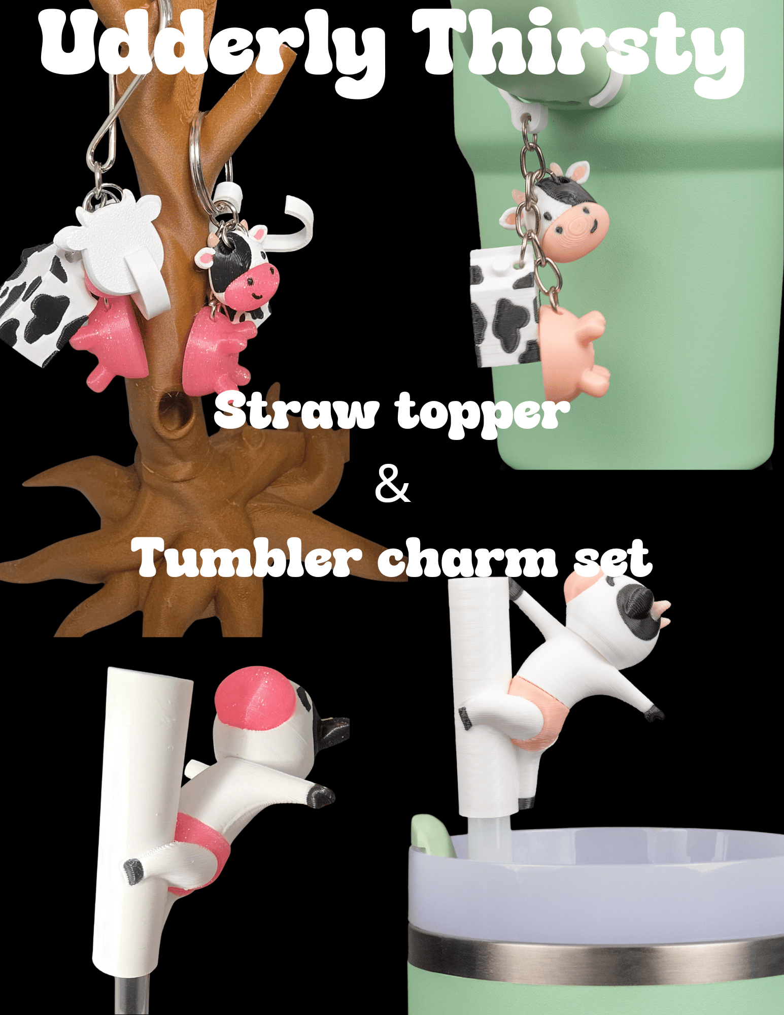 Udderly Thirsty straw topper/charm set - Payhip