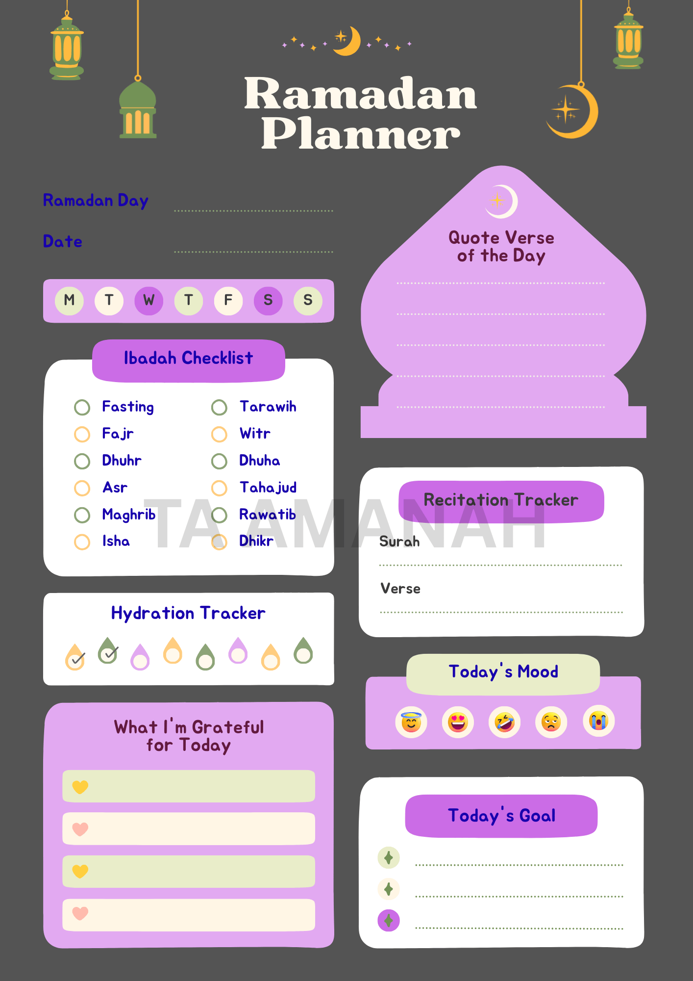 Ramadan Planner 2026 | Daily Ibadah Tracker, Salah & Quran Journal ...