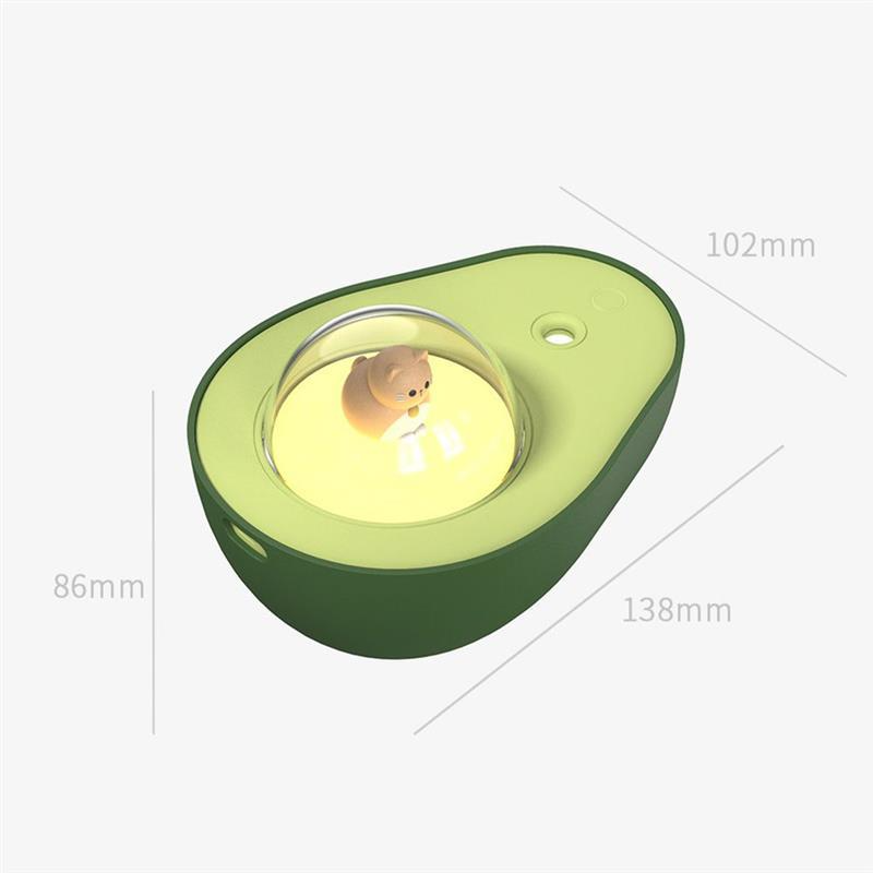 USB spray humidifier with cute avocado shape and night lamp