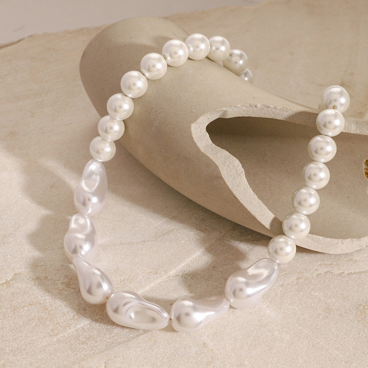 Elegant pearl beaded necklace with 18K gold finish for women
