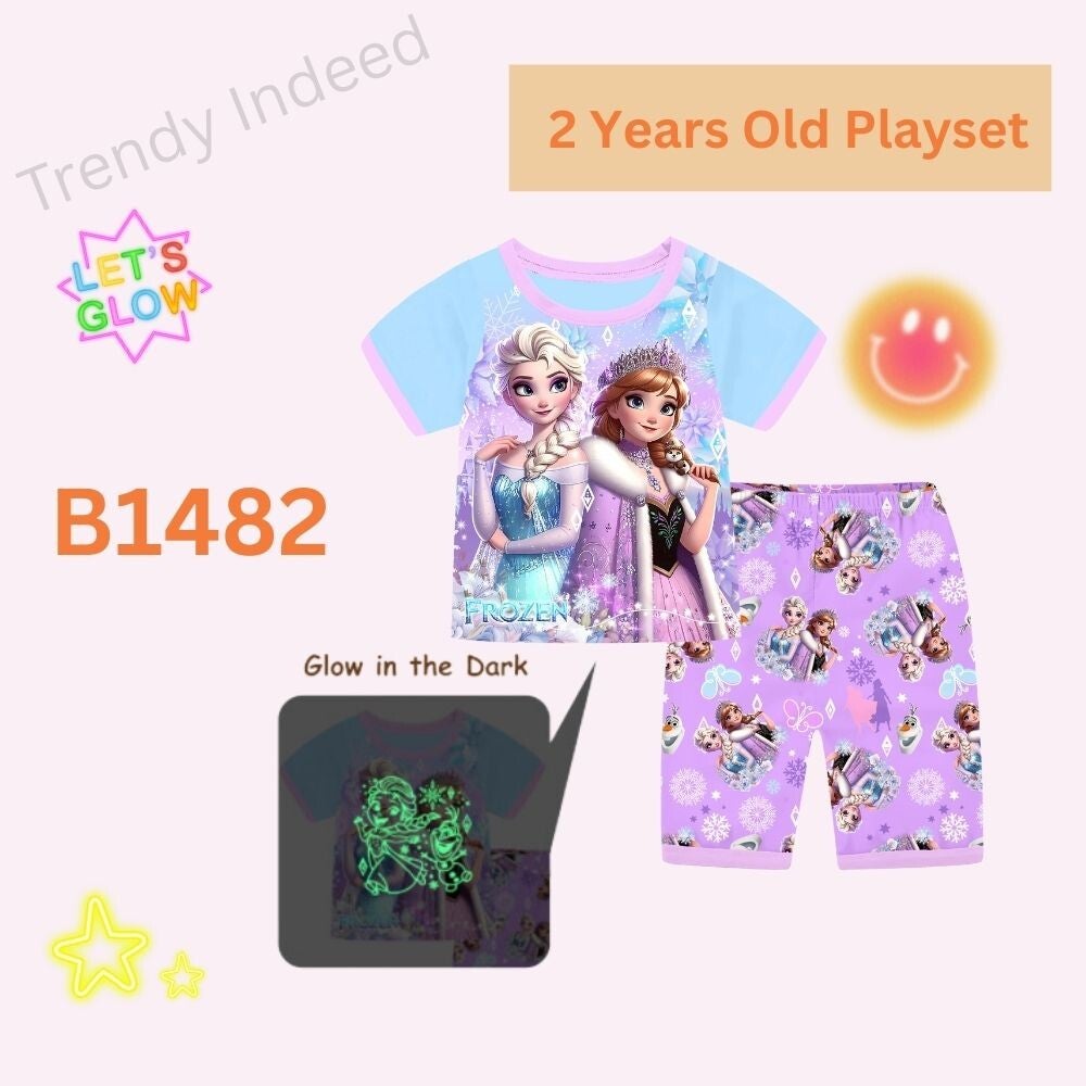 2-year-old kids pajama set with glow in the dark design