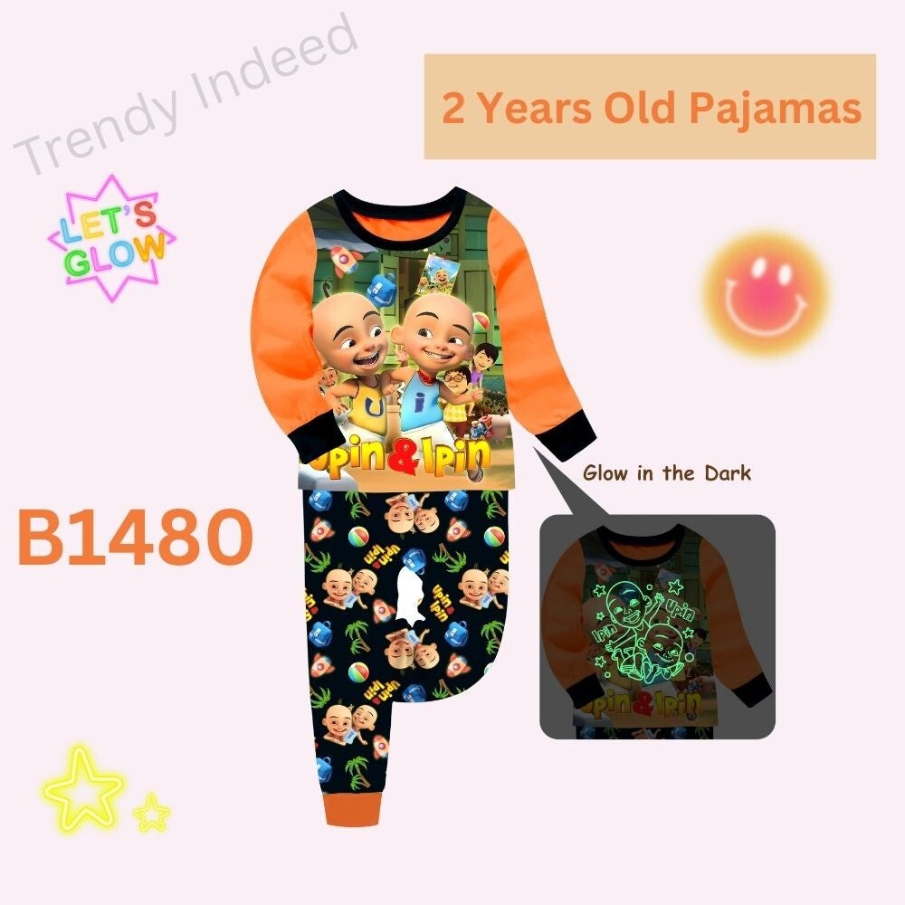 Kids glow in the dark pajamas soft and comfortable sleepwear set