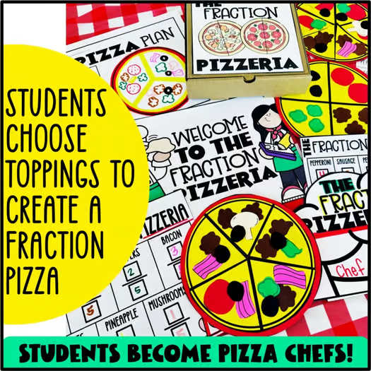 Fraction Pizza Math Craft & Activity Parts of a Whole | Fraction Pizzeria