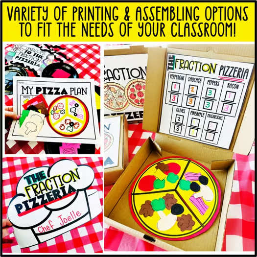 Fraction Pizza Math Craft & Activity Parts of a Whole | Fraction Pizzeria
