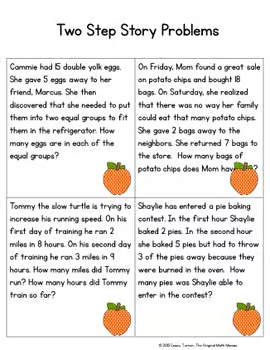 Math Story Problem Task Cards for Second Graders