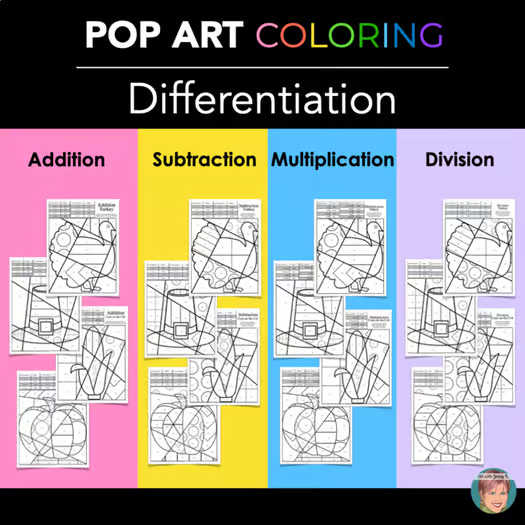 "Pop Art" Thanksgiving/Fall Math Activity—Color by Number Coloring Sheets/Pages