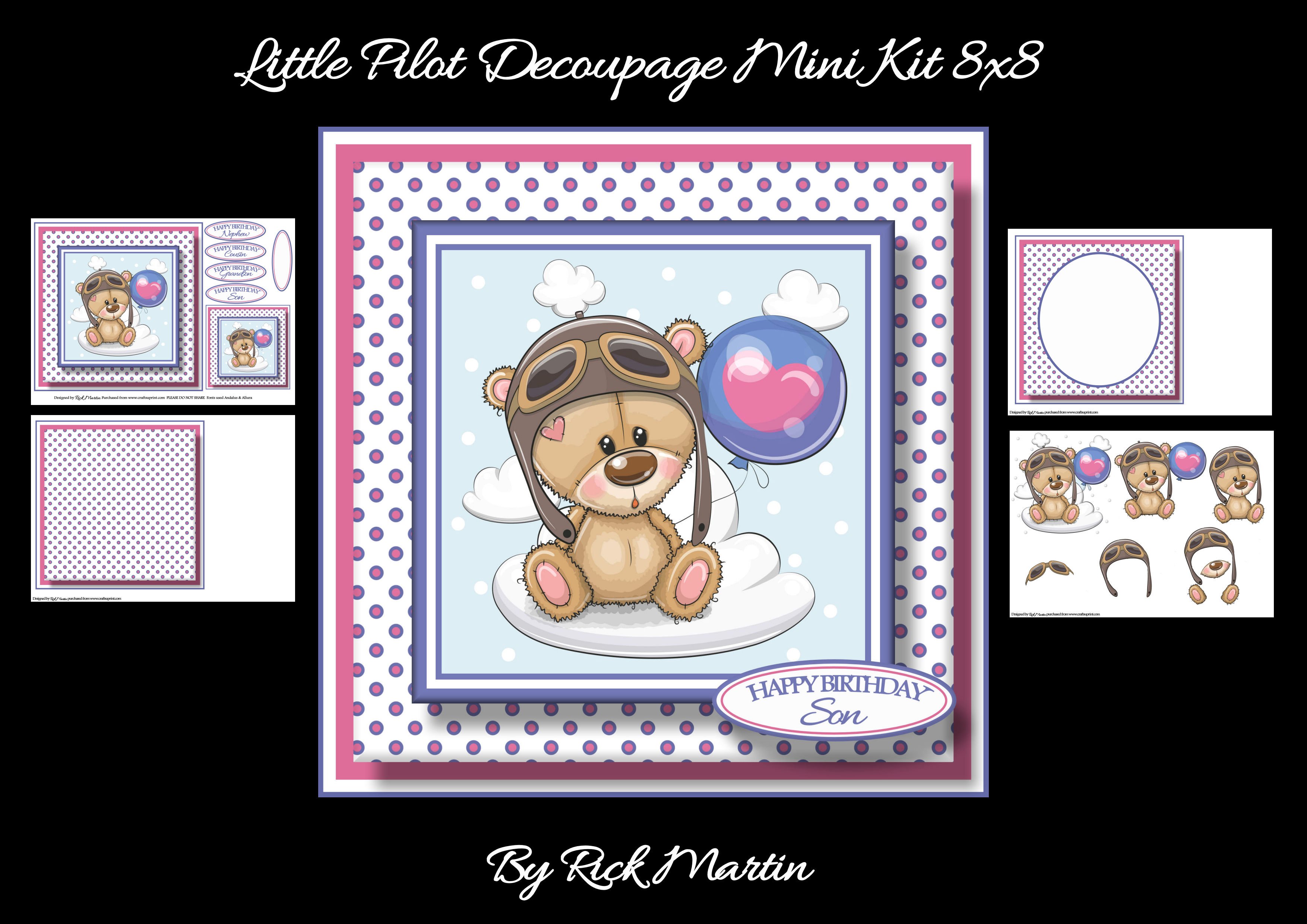 8x8" Little Pilot Mini Decoupage Cardmaking Kit - Payhip
