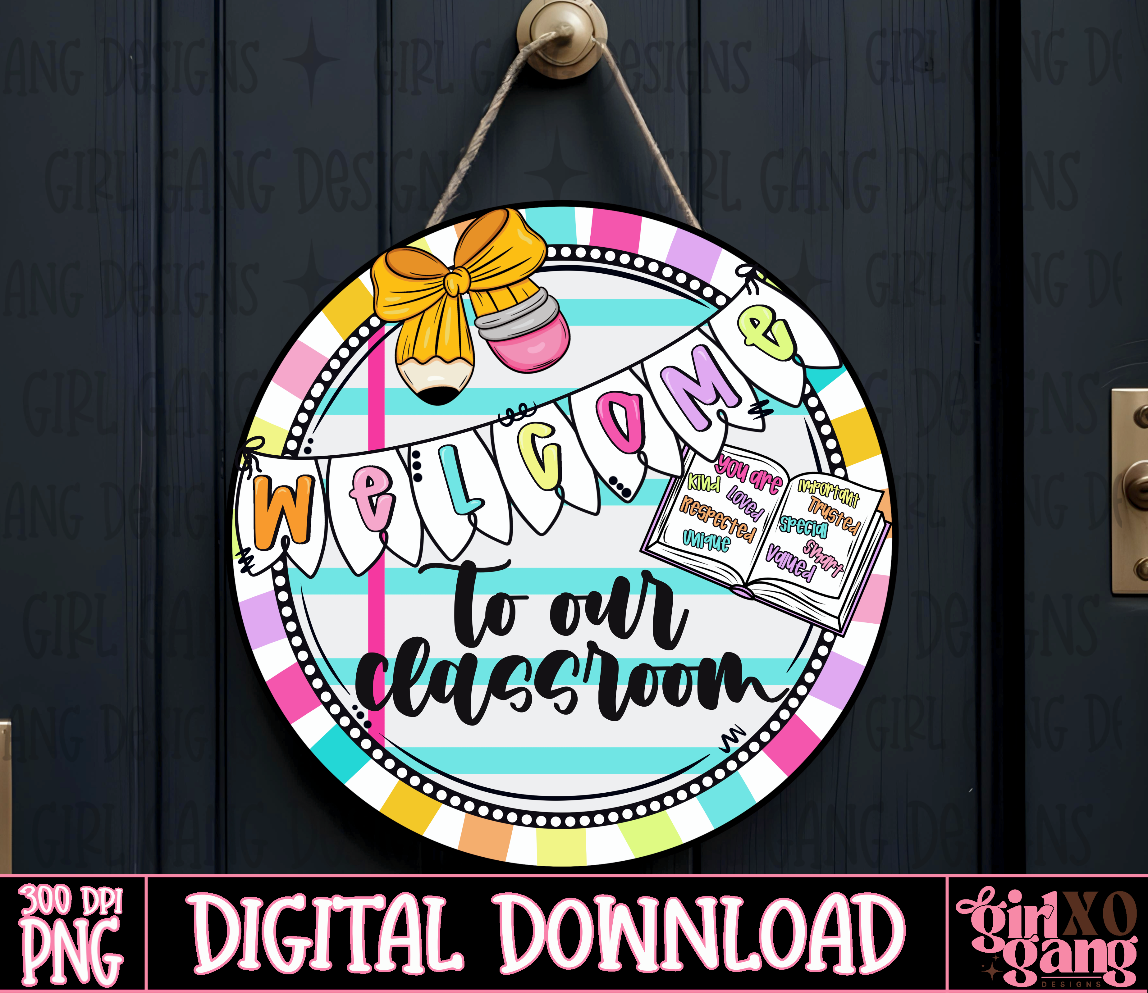 Welcome to our classroom round door sign png - Payhip