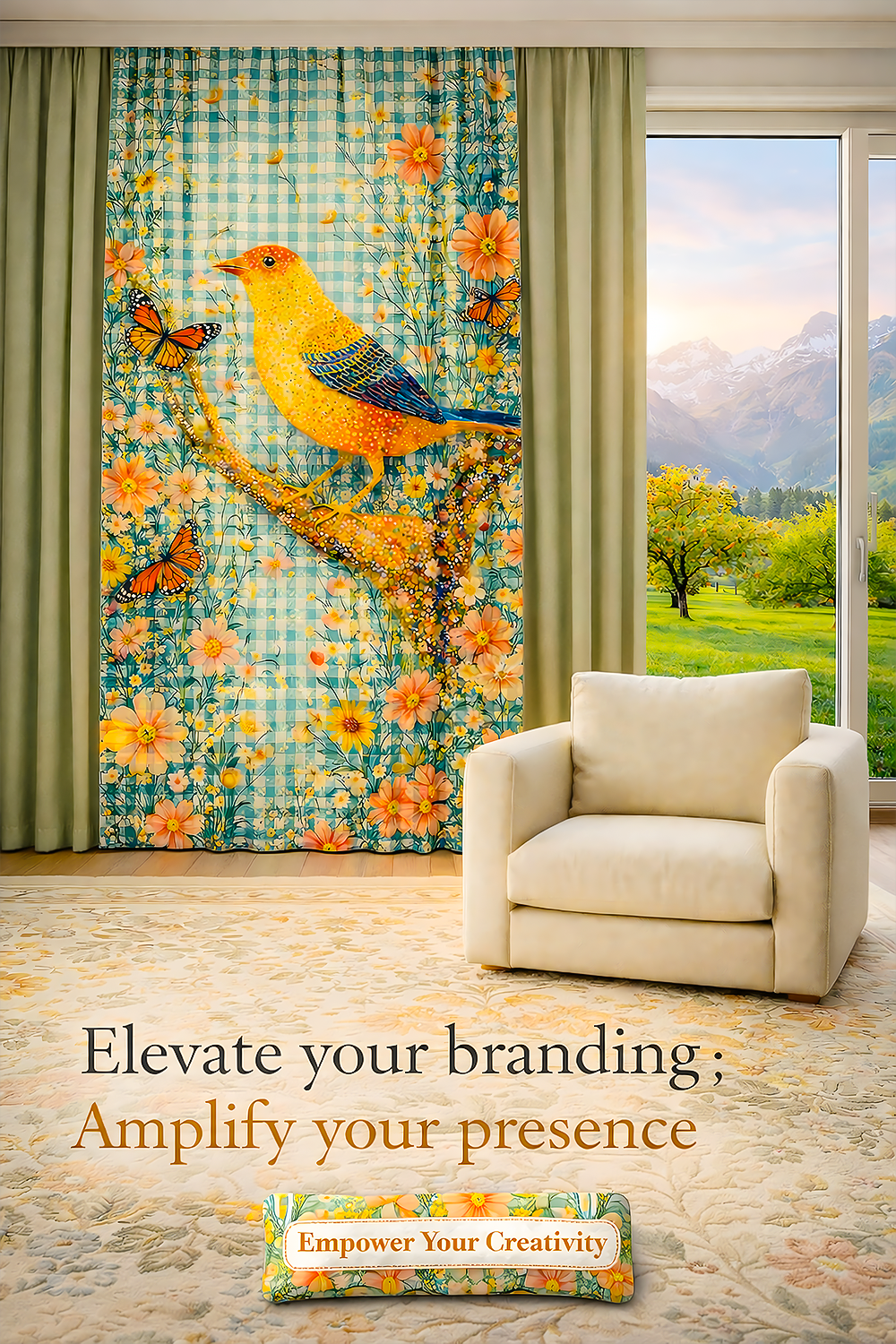 Modern botanical • Whimsical nature art • Floral mosaic design • Contemporary cottagecore • Bright spring decor • Nature-inspired wall art