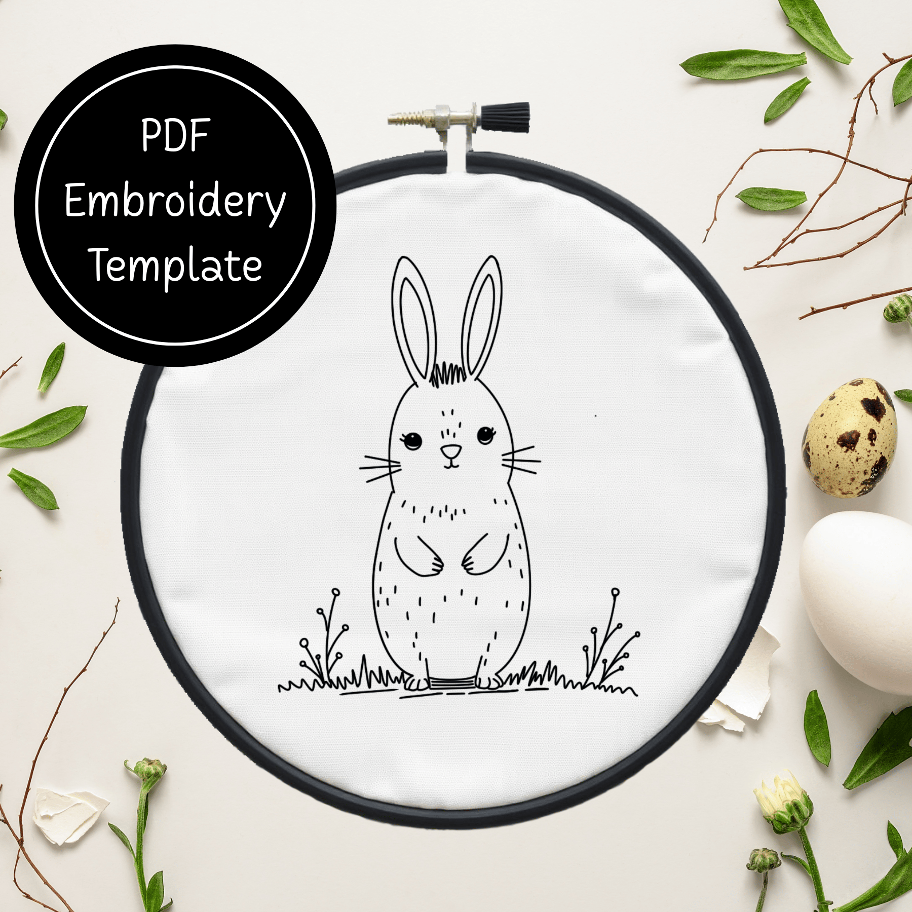 Ugly Easter Bunny - Hand Embroidery Template - Instant Download - Payhip