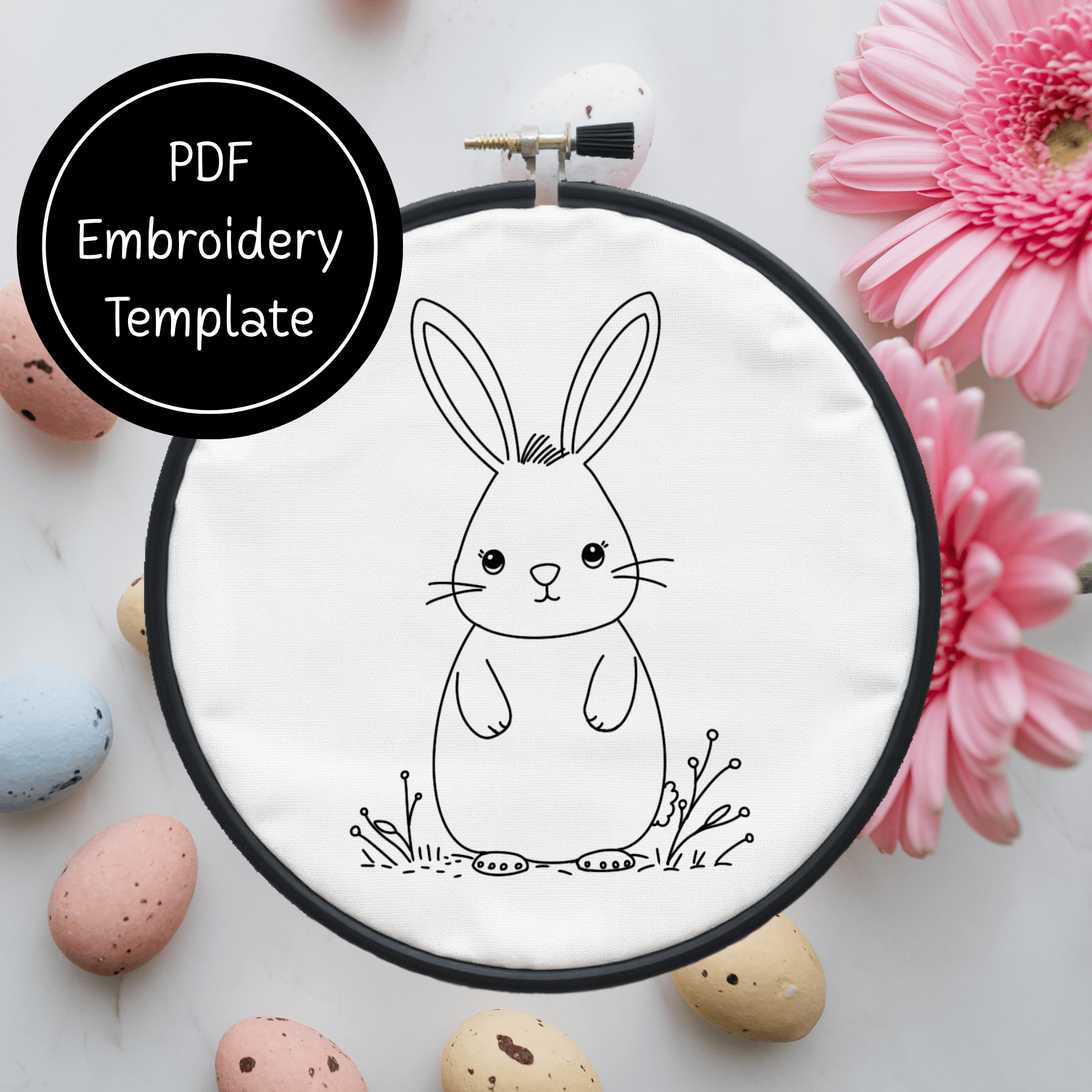 Cute Easter Bunny - Hand Embroidery Template - Instant Download - Payhip