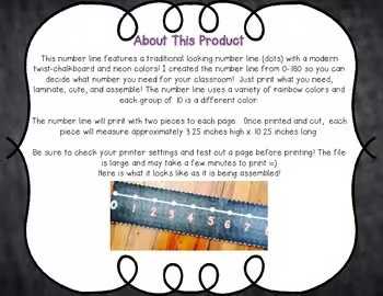Rainbow Chalkboard Number Line 0-180