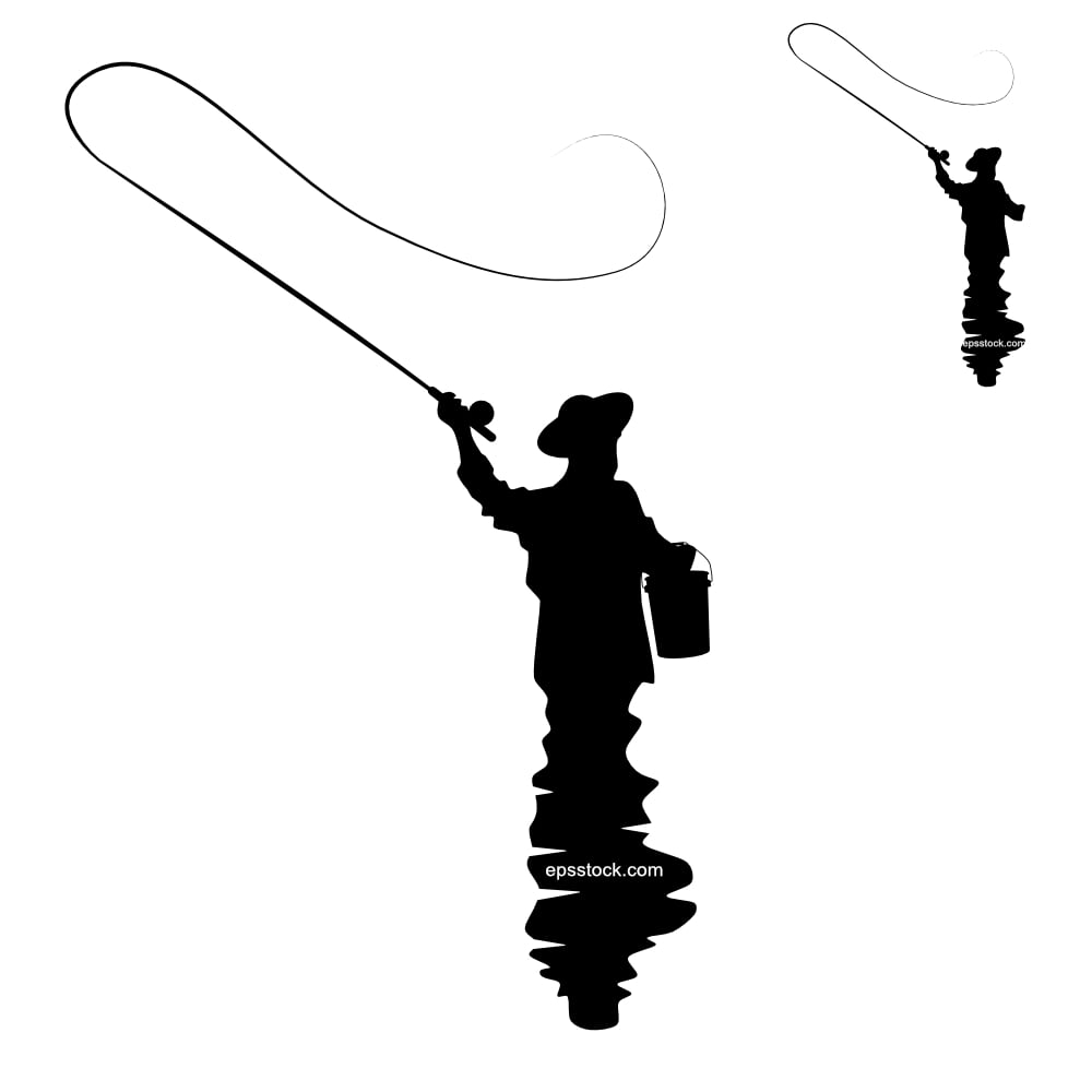 man fly fishing in a river