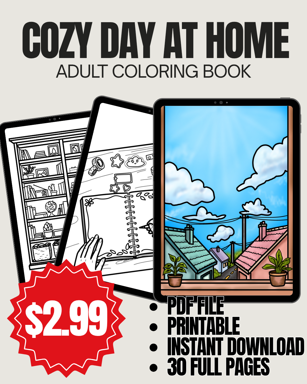 Adult Coloring Book Printable PDF for Stress Relief and Relaxation