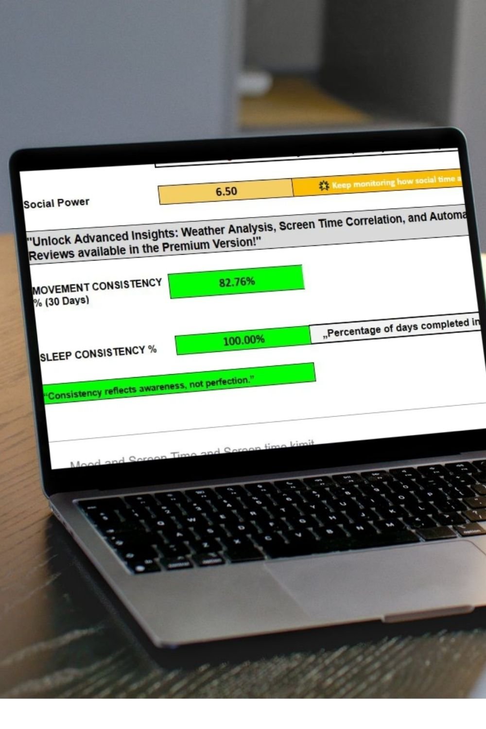 A professional laptop mockup displaying the Lite Dashboard with an upsell notification