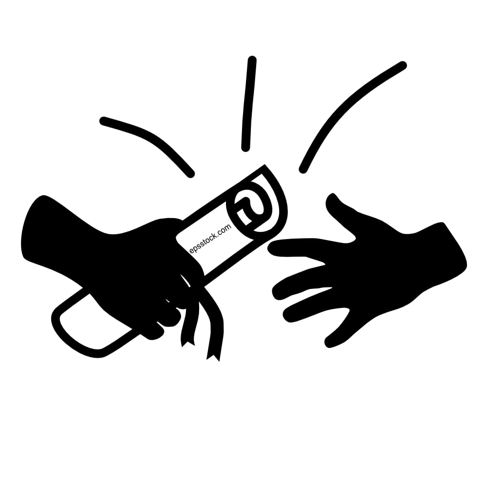 The graduate receives the diploma,