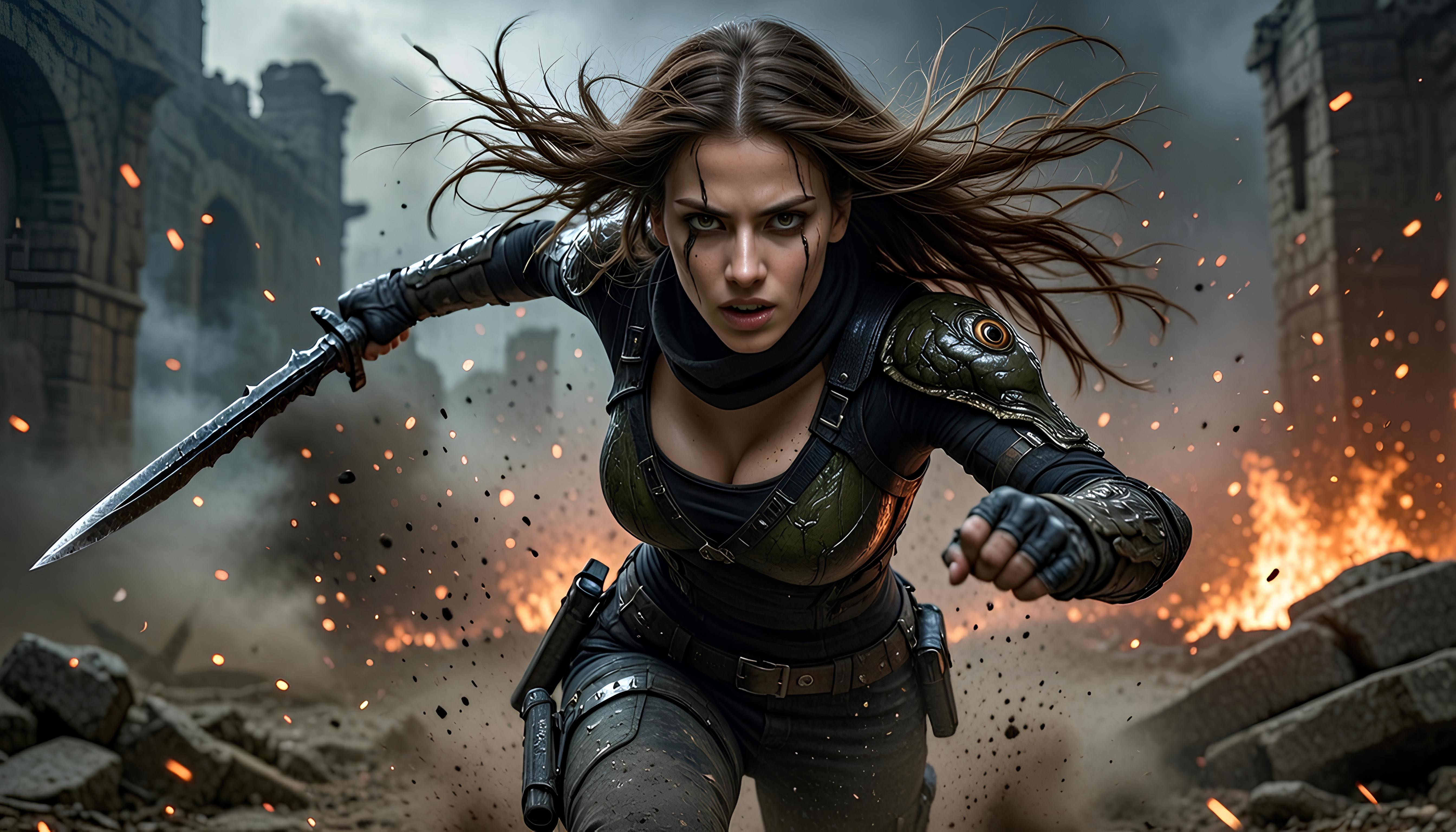 Columbian former female ninja fighting against the forces of hell 5