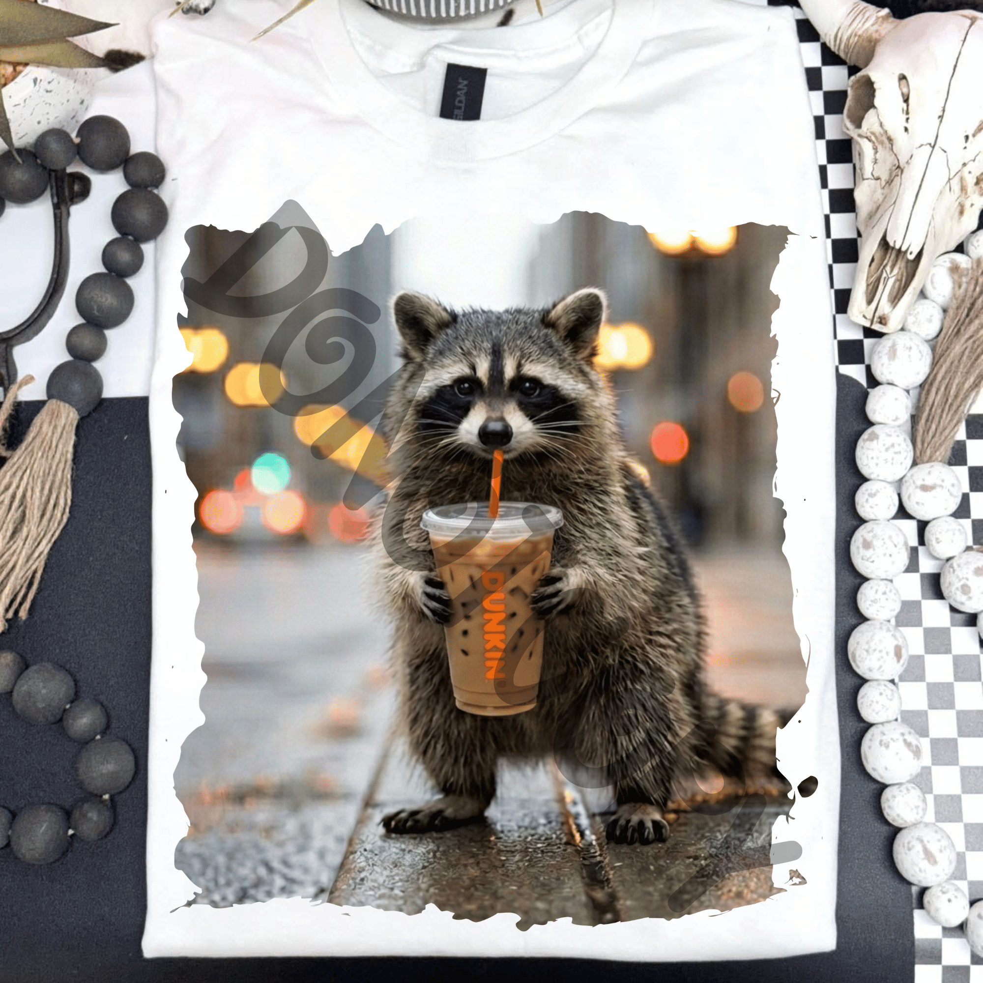 Raccoon DD drinking iced coffee - PNG digital file only - Payhip