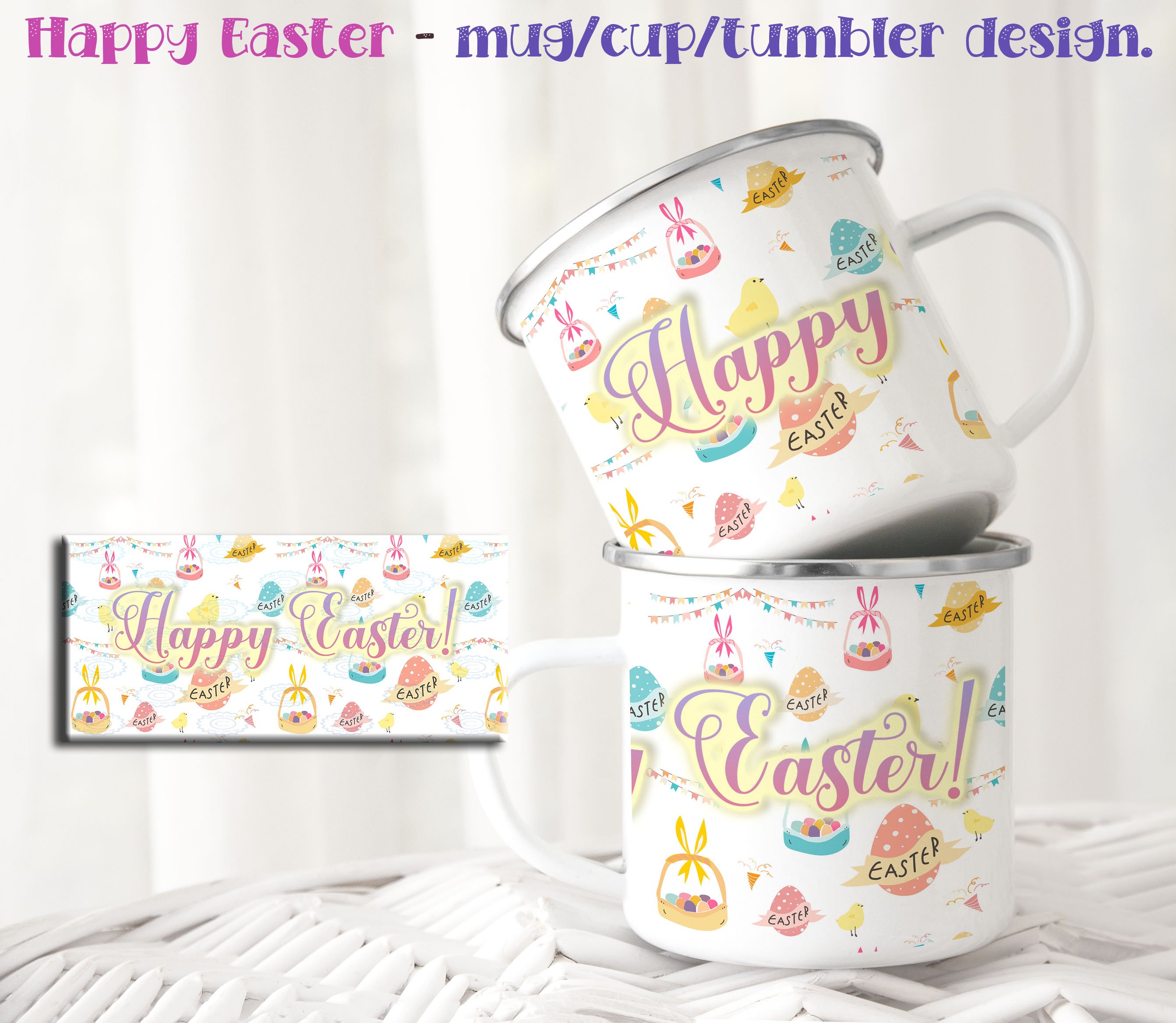 Happy Easter - Mug wrap/tumbler,cup design *v2 - Payhip