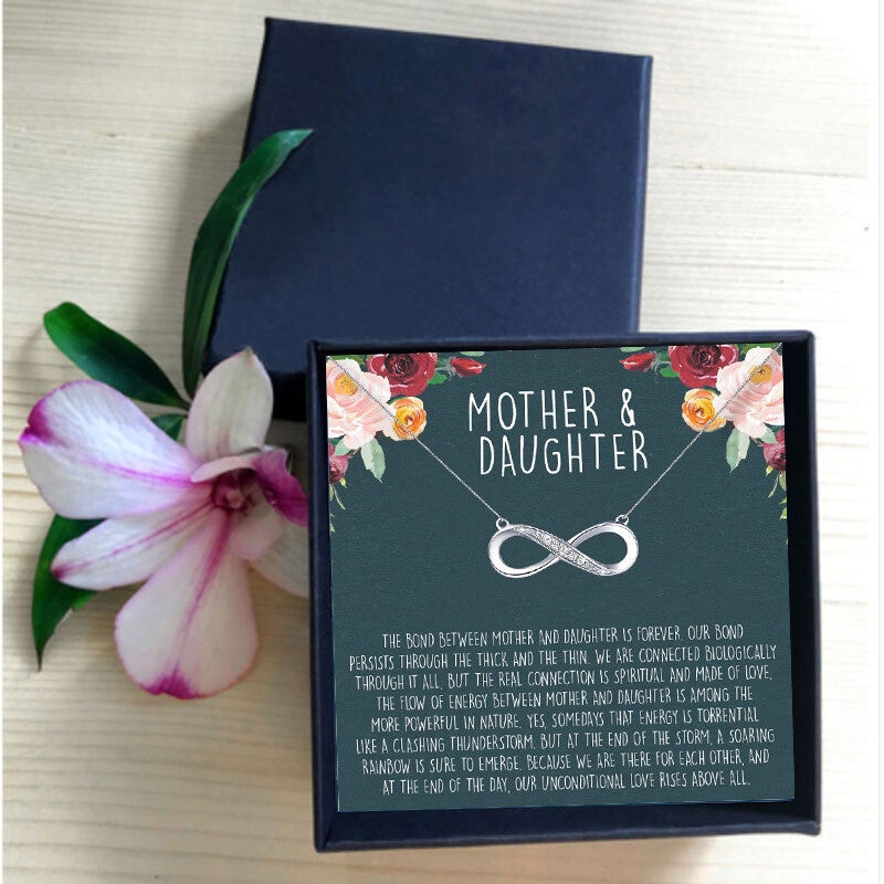 Infinity style diamond necklace in elegant gift box for women