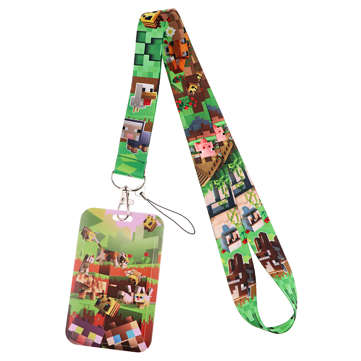 Minecraft-inspired pixel lanyard with ID card holder