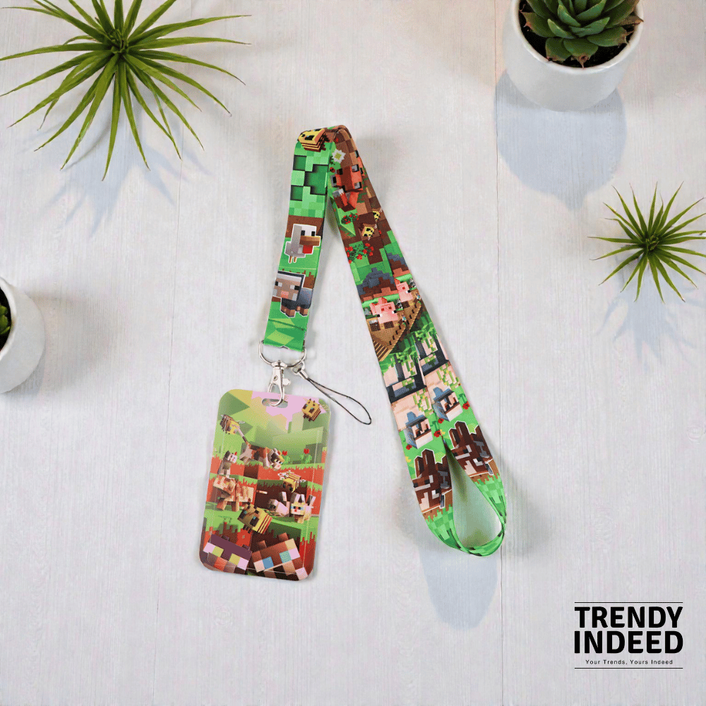 Game-inspired pixel lanyard with sturdy card case